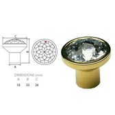 Swarovski 7150 bútorgomb 34,0 mm - CRYSTAL (001) / GOLD